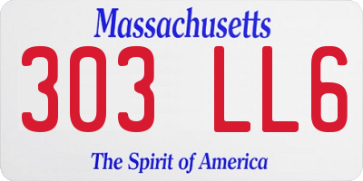 MA license plate 303LL6