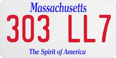 MA license plate 303LL7