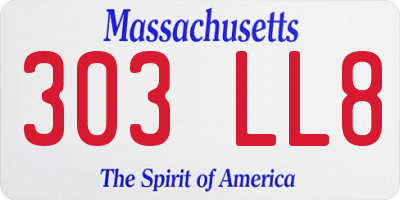 MA license plate 303LL8