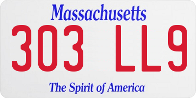 MA license plate 303LL9