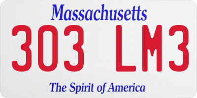 MA license plate 303LM3