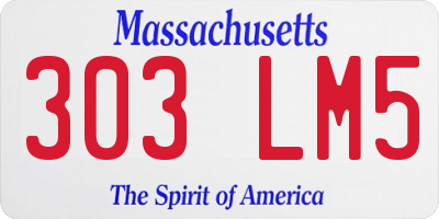 MA license plate 303LM5