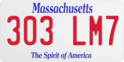 MA license plate 303LM7