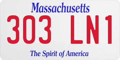 MA license plate 303LN1