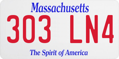 MA license plate 303LN4