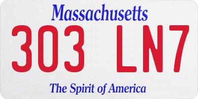 MA license plate 303LN7
