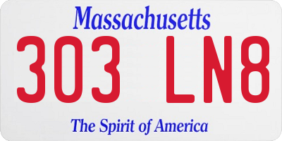 MA license plate 303LN8