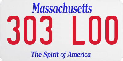 MA license plate 303LO0