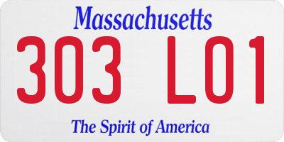 MA license plate 303LO1