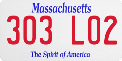 MA license plate 303LO2