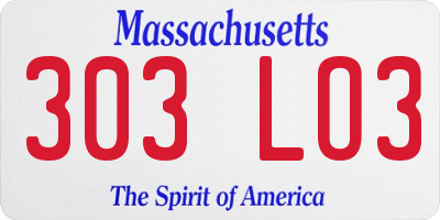 MA license plate 303LO3