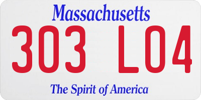 MA license plate 303LO4