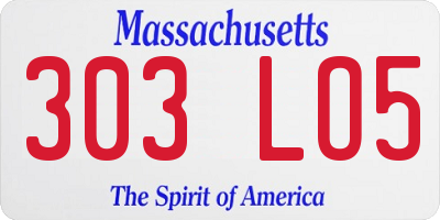 MA license plate 303LO5