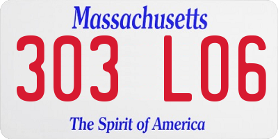 MA license plate 303LO6