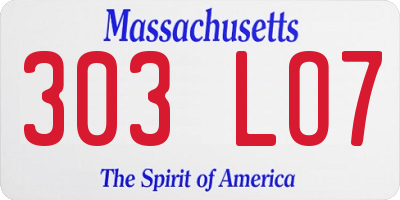 MA license plate 303LO7