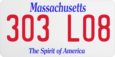 MA license plate 303LO8