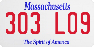 MA license plate 303LO9