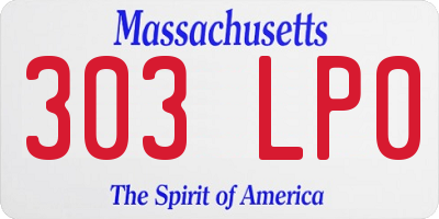 MA license plate 303LP0