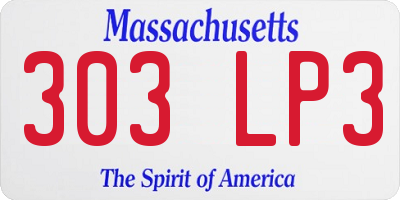 MA license plate 303LP3
