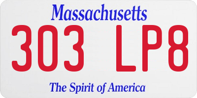MA license plate 303LP8