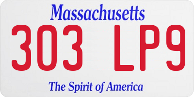 MA license plate 303LP9