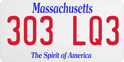 MA license plate 303LQ3