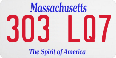 MA license plate 303LQ7