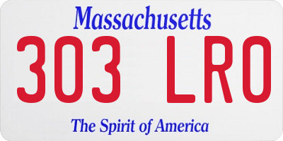 MA license plate 303LR0