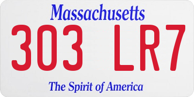 MA license plate 303LR7