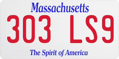 MA license plate 303LS9