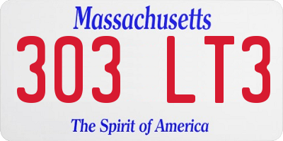 MA license plate 303LT3