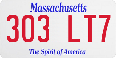 MA license plate 303LT7