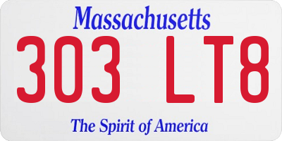 MA license plate 303LT8