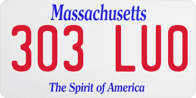 MA license plate 303LU0