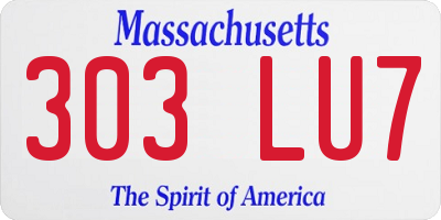 MA license plate 303LU7