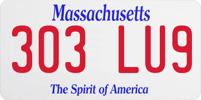MA license plate 303LU9