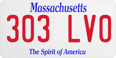 MA license plate 303LV0