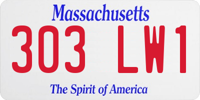 MA license plate 303LW1