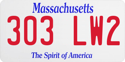 MA license plate 303LW2