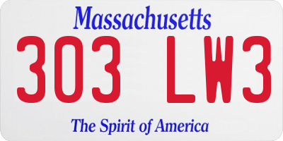 MA license plate 303LW3