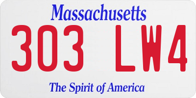 MA license plate 303LW4