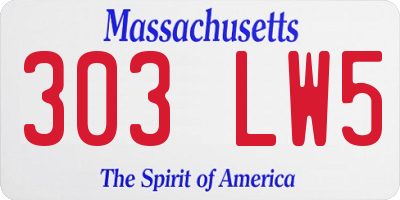 MA license plate 303LW5