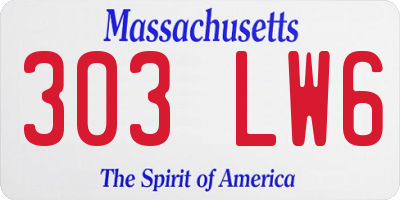 MA license plate 303LW6