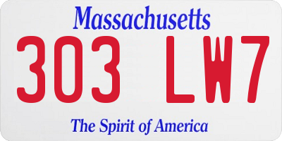 MA license plate 303LW7