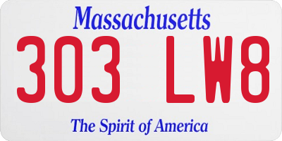 MA license plate 303LW8