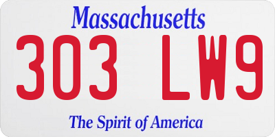 MA license plate 303LW9