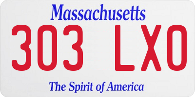 MA license plate 303LX0