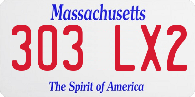 MA license plate 303LX2