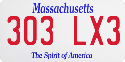 MA license plate 303LX3