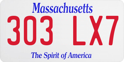 MA license plate 303LX7